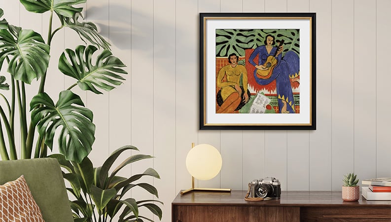 Matisse art hanging on wall above table linking to modern art products